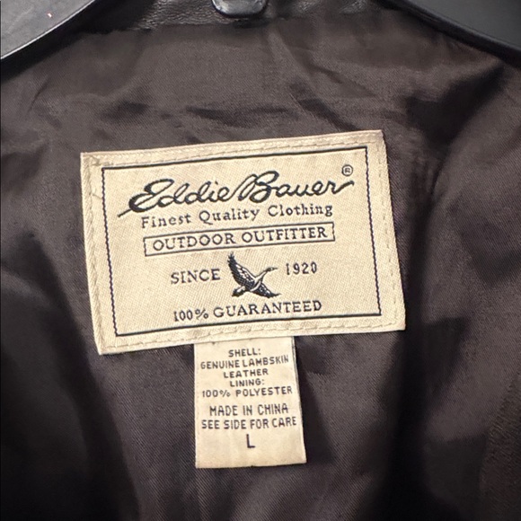 Eddie Bauer Women's Dark Brown LambskinLeather Jacket Large - Picture 2 of 6